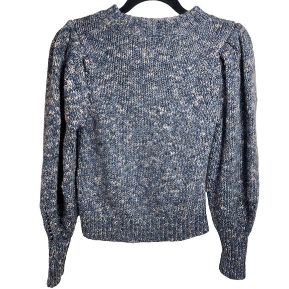 Madewell Pleated Shoulder Balloon‎ Sleeve Blue Chunky Knit Sweater Small - Picture 2 of 10